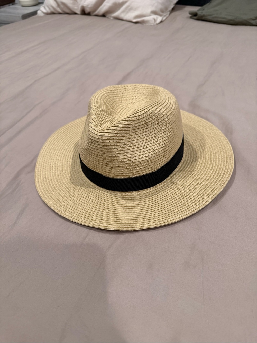 J. Crew Factory Natural Straw Fedora with Black Band